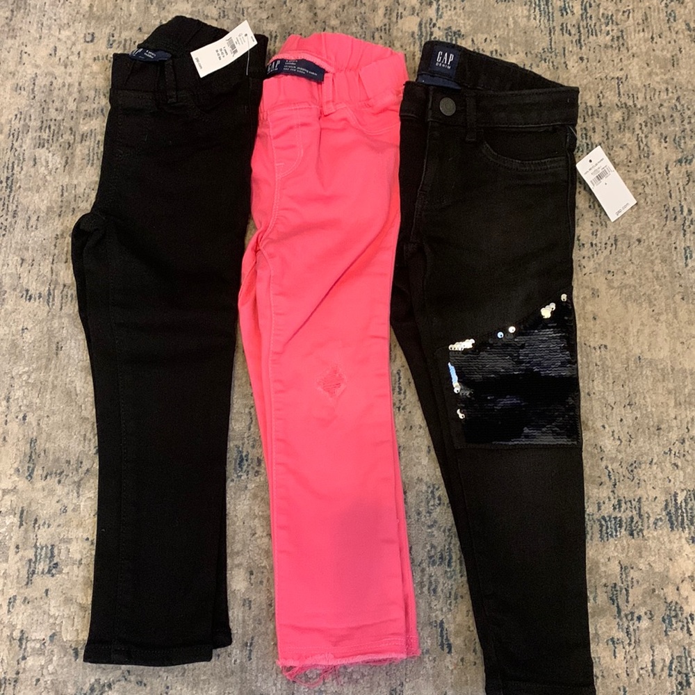 GAP Girl Stretch Jegging 3 pairs 2 black 1 pink NWT